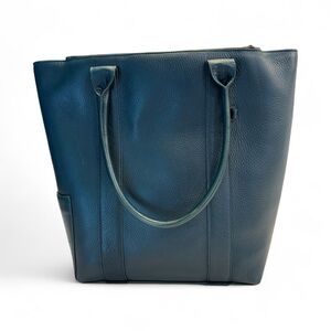 Dagne Dover Charlie Leather Tote Green Full-Grain Work Laptop Bag with Dust Bag